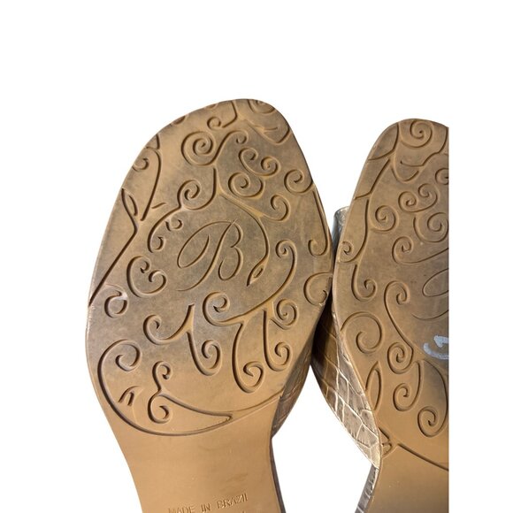 Brighton Lyric 8.5M Croc-Embossed Leather Slide Sandals With Silver Buckle Accen - Picture 6 of 7